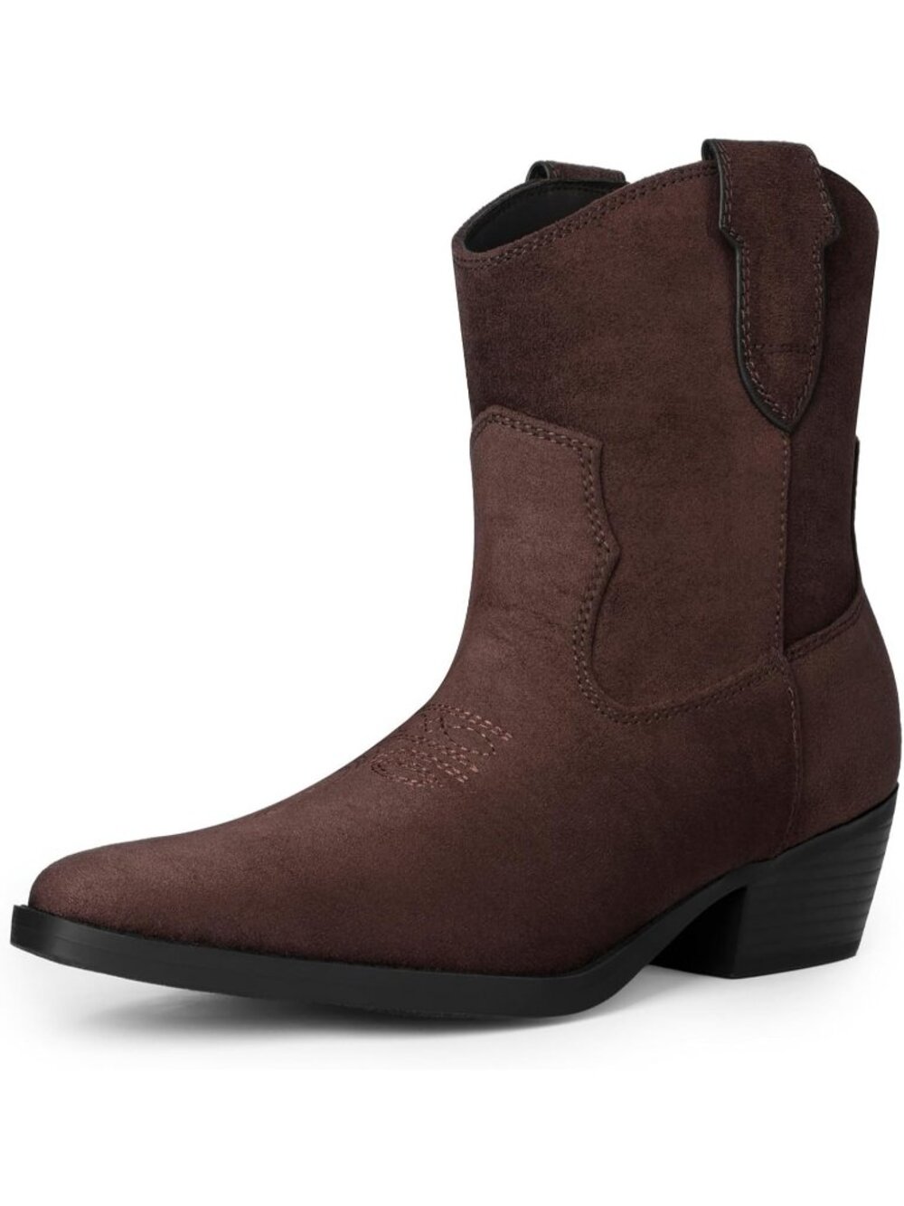 Dream Pairs Women's Brown Cowboy Cowgirl Square Toe Low Heel Western Ankle Boots
